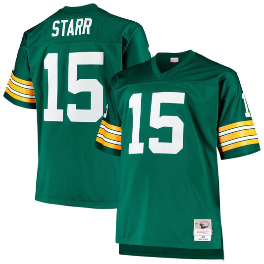 Men's Mitchell & Ness Bart Starr Green Green Bay Packers Big & Tall 1968 Retired Player Replica Jersey