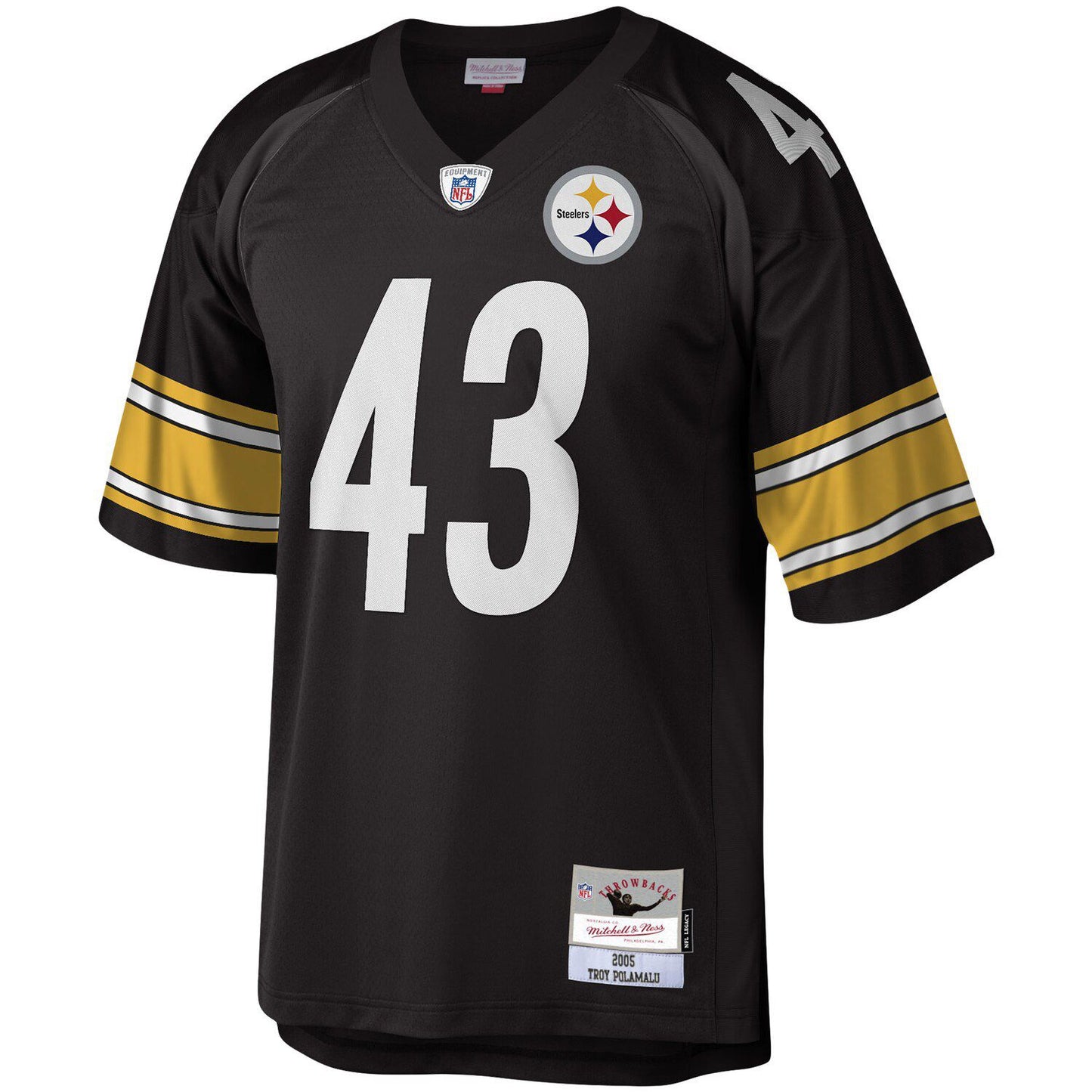 Men's Mitchell & Ness Troy Polamalu Black Pittsburgh Steelers Legacy Replica Jersey