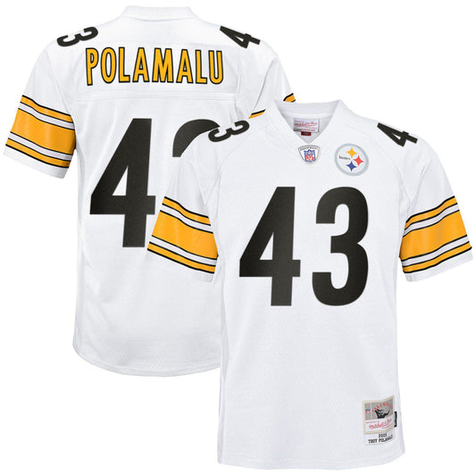 Youth Mitchell & Ness Troy Polamalu White Pittsburgh Steelers 2005 Retired Player Legacy Jersey