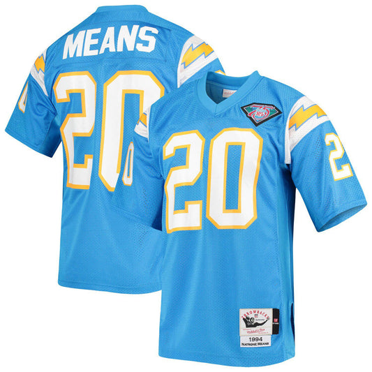 Men's Mitchell & Ness Natrone Means Powder Blue Los Angeles Chargers Authentic Retired Player Jersey