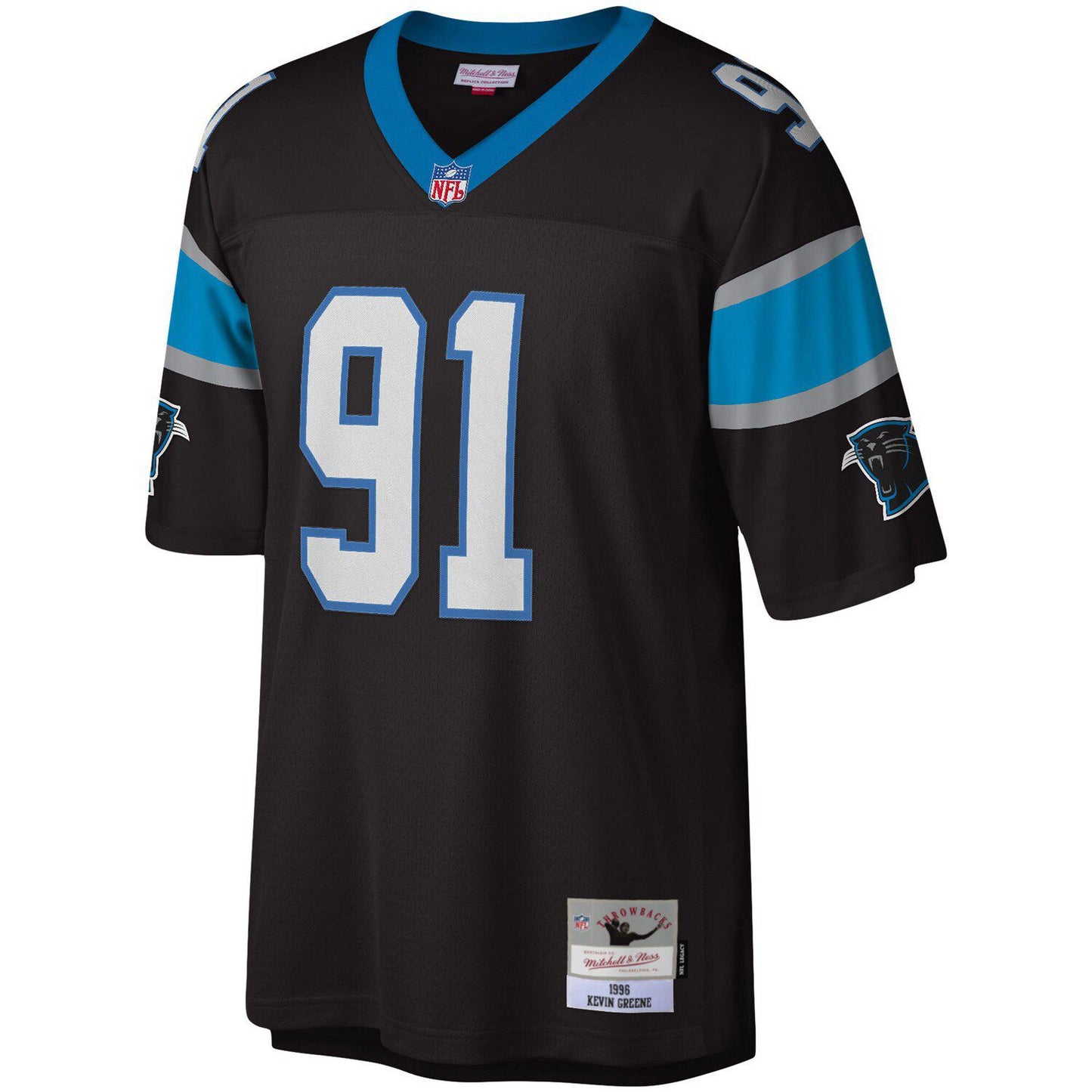 Men's Mitchell & Ness Kevin Greene Black Carolina Panthers Big & Tall 1996 Retired Player Replica Jersey