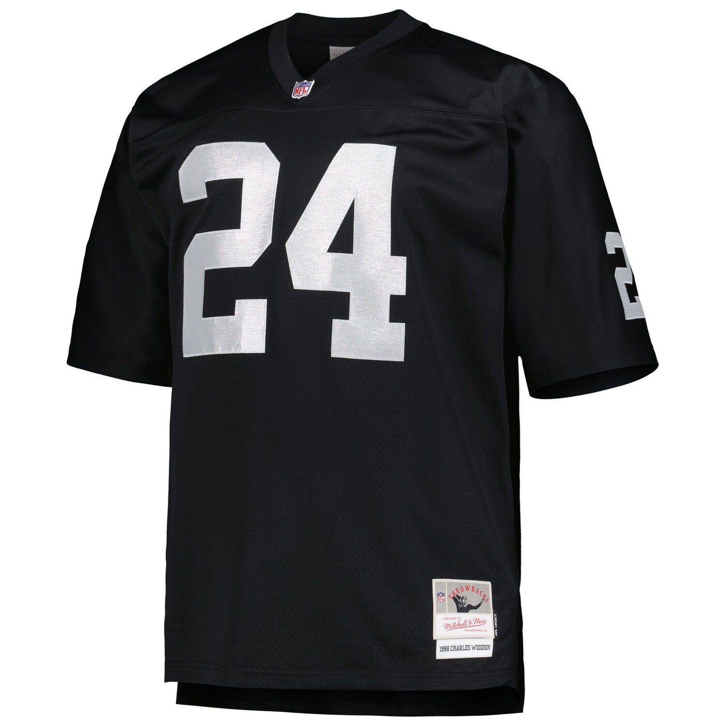 Men's Mitchell & Ness Charles Woodson Black Las Vegas Raiders Big & Tall 1998 Retired Player Replica Jersey