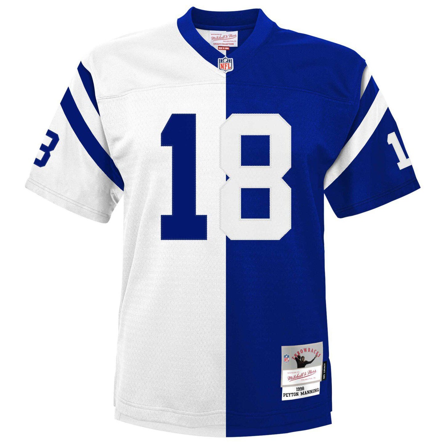 Youth Mitchell & Ness Peyton Manning White/Royal Indianapolis Colts Split Legacy Jersey