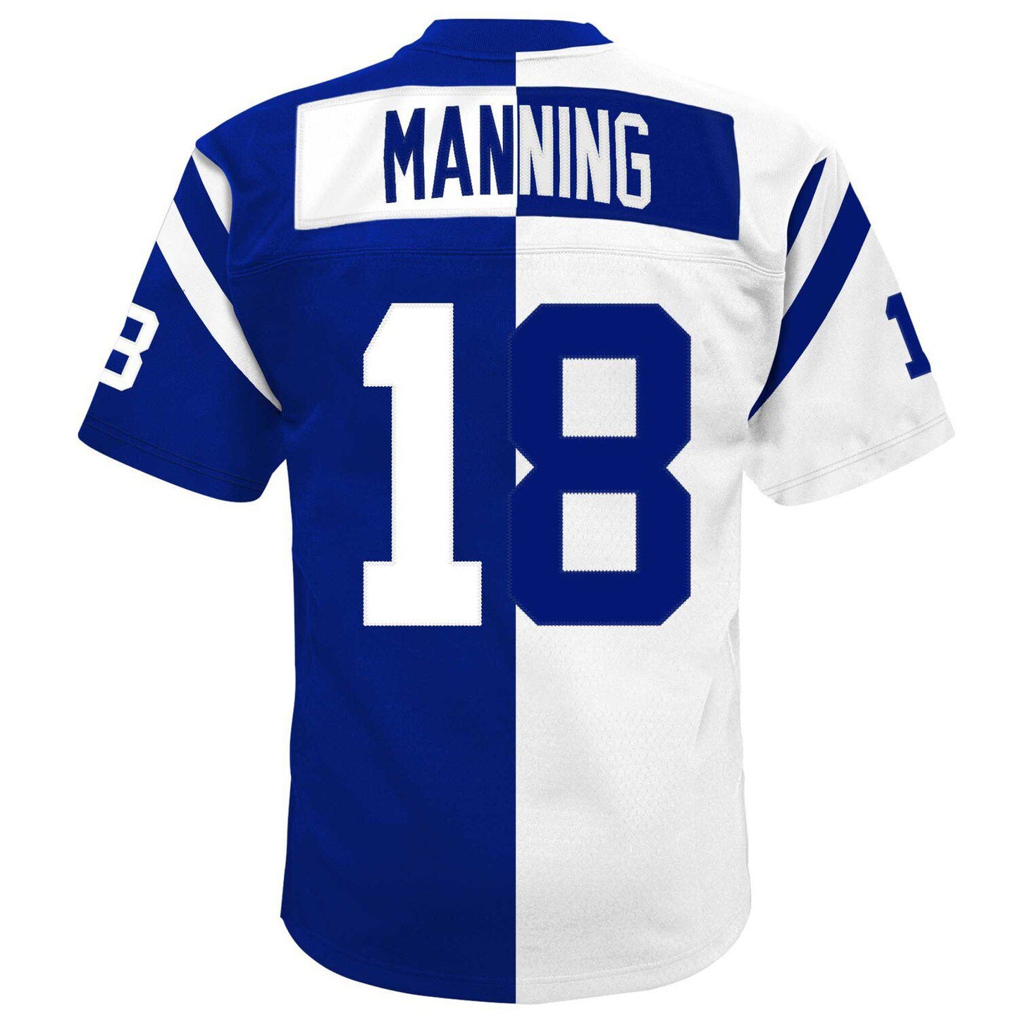 Men's Mitchell & Ness Peyton Manning Royal/White Indianapolis Colts 1998 Split Legacy Replica Jersey