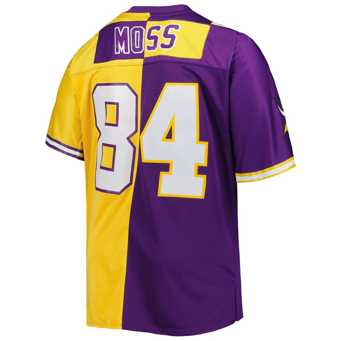 Men's Mitchell & Ness Randy Moss Purple/Gold Minnesota Vikings Big & Tall Split Legacy Retired Player Replica Jersey