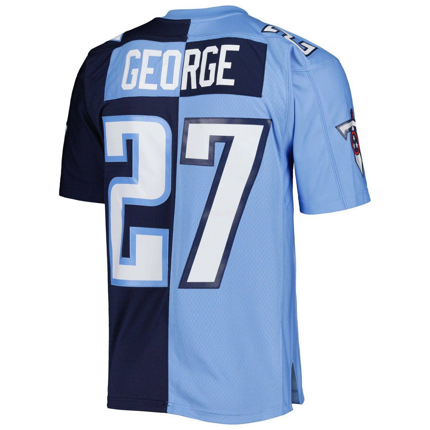 Men's Mitchell & Ness Eddie George Navy/Light Blue Tennessee Titans 1999 Split Legacy Replica Jersey