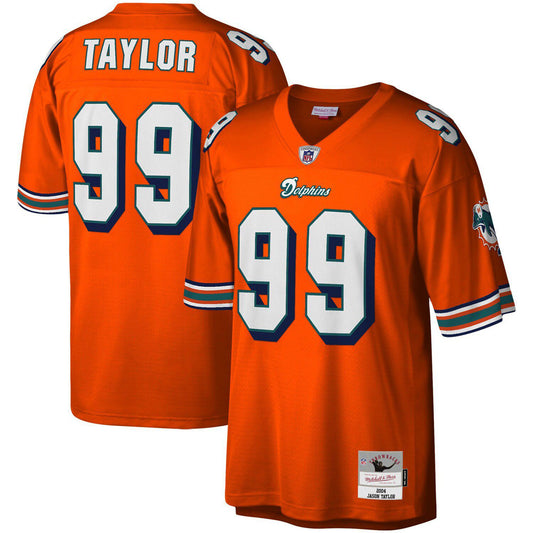 Men's Mitchell & Ness Jason Taylor Orange Miami Dolphins Big & Tall 2004 Retired Player Replica Jersey