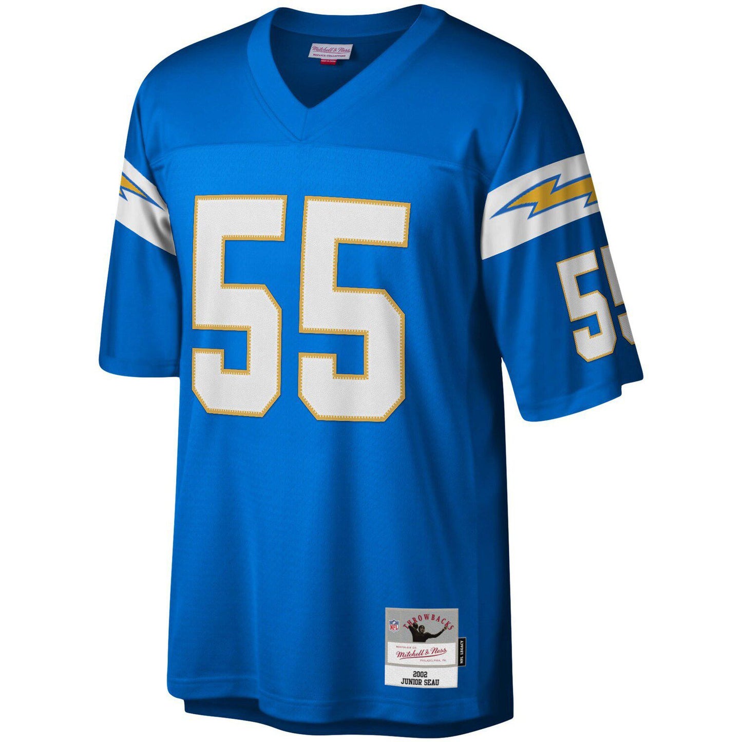 Men's Mitchell & Ness Junior Seau Powder Blue Los Angeles Chargers Big & Tall 2002 Retired Player Replica Jersey