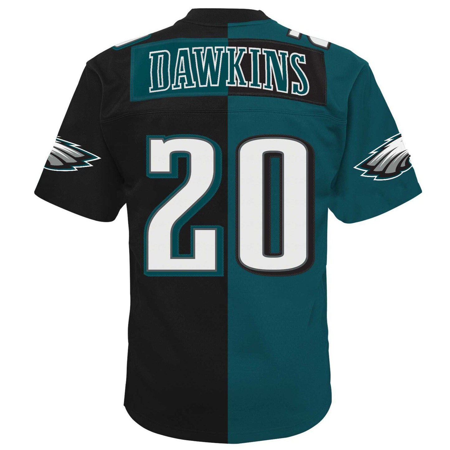 Men's Mitchell & Ness Brian Dawkins Midnight Green/Black Philadelphia Eagles Big & Tall Split Legacy Retired Player Replica Jersey