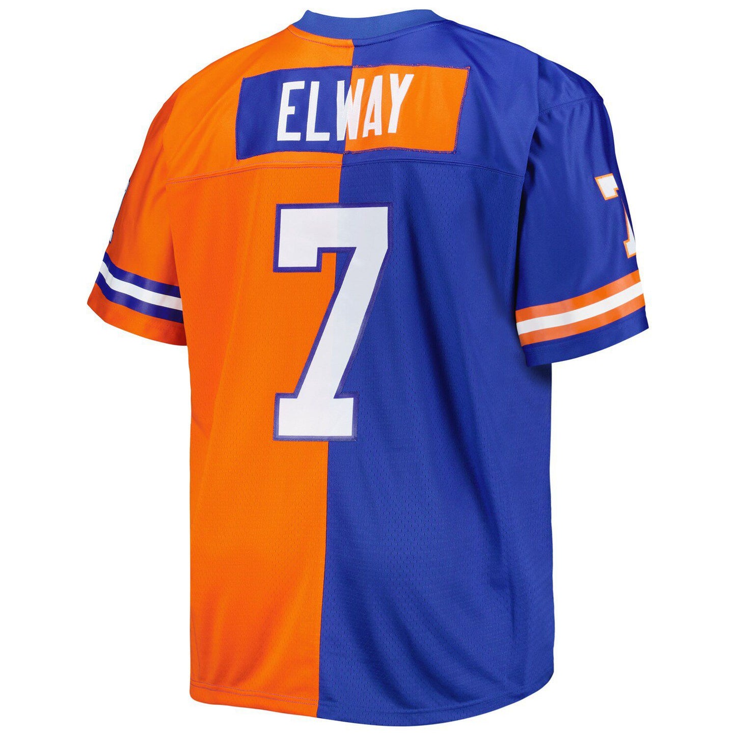 Men's Mitchell & Ness John Elway Royal/Orange Denver Broncos Big & Tall Split Legacy Retired Player Replica Jersey