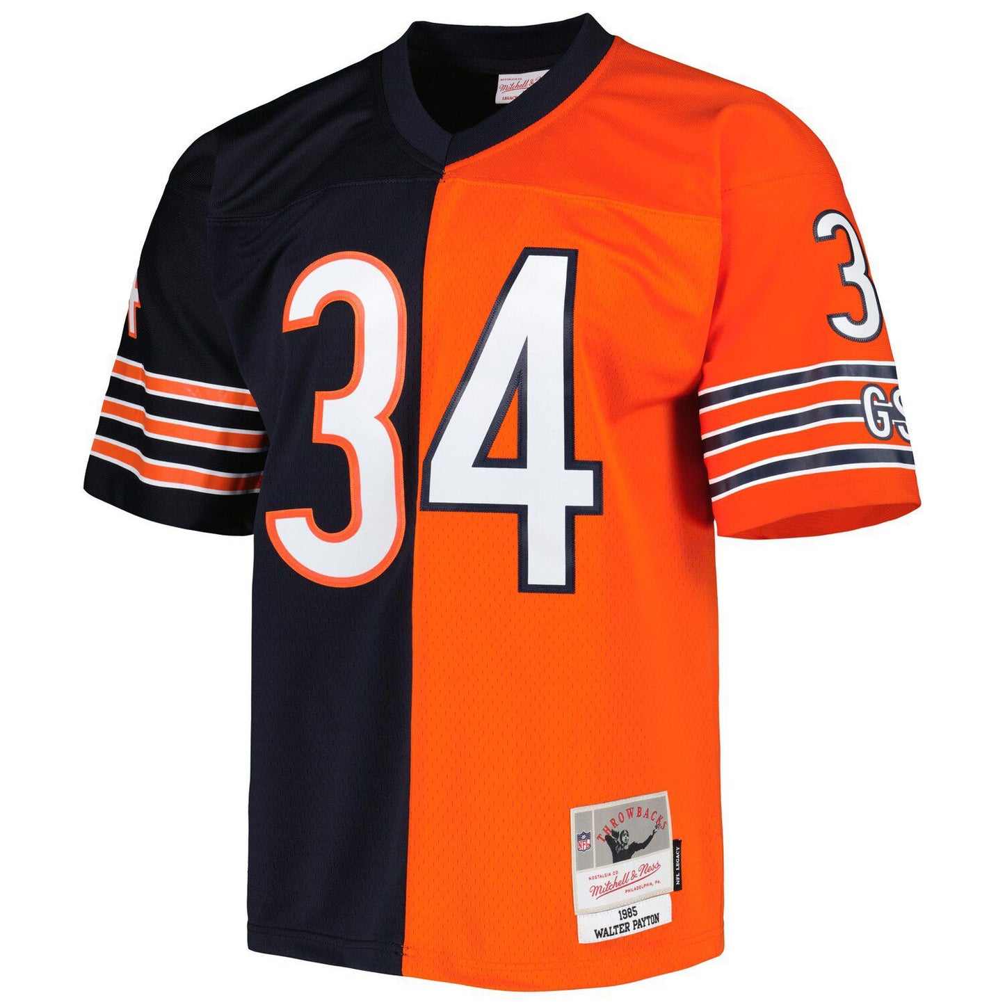 Men's Mitchell & Ness Walter Payton Navy/Orange Chicago Bears 1985 Split Legacy Replica Jersey