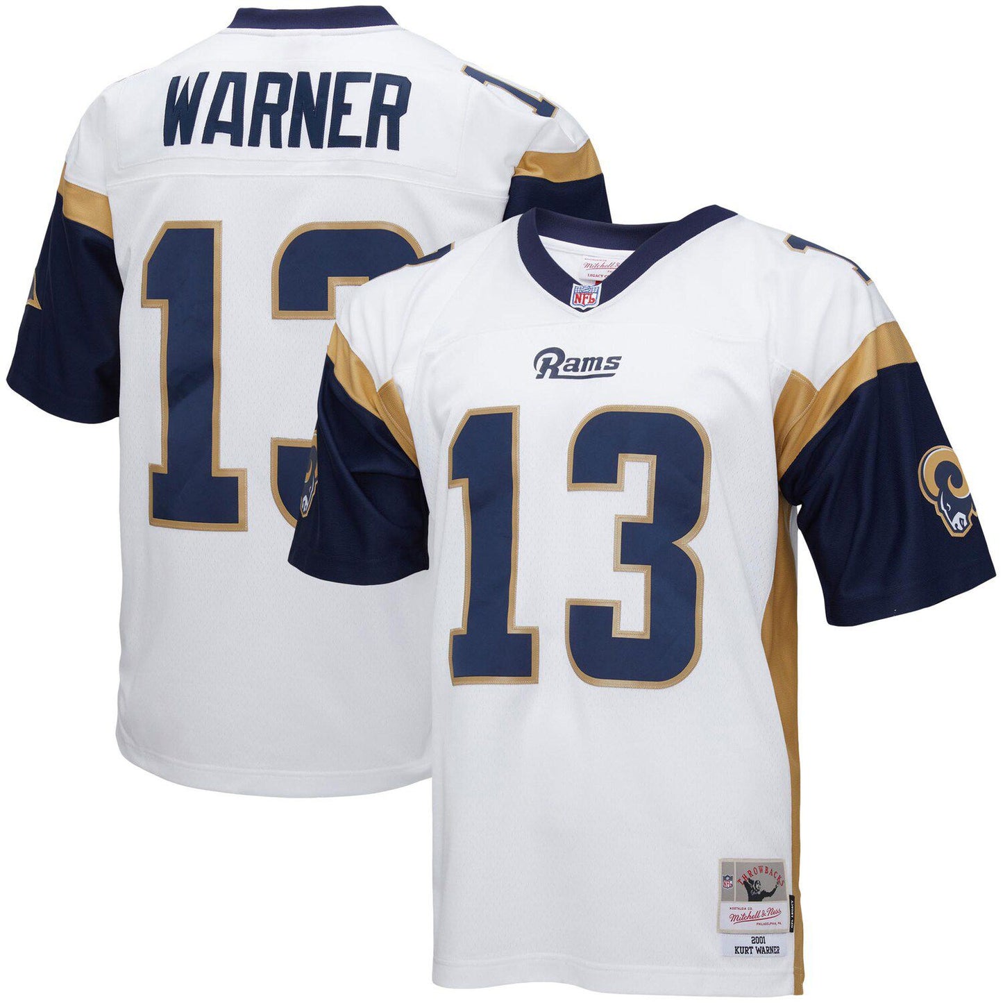 Men's Mitchell & Ness Kurt Warner White Los Angeles Rams Big & Tall 2001 Retired Player Replica Jersey