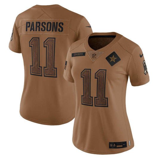 Women's Nike Micah Parsons Brown Dallas Cowboys 2023 Salute To Service Limited Jersey