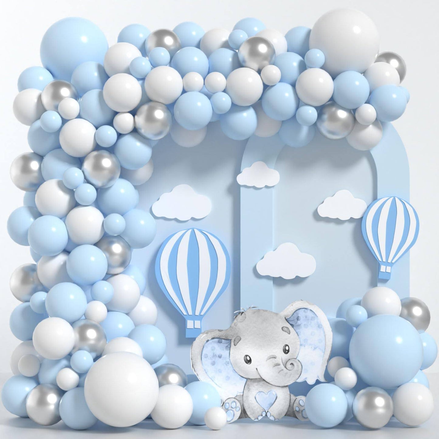 Baby Blue And White Balloons Arch Kit Blue Balloon Garland Kit Blue White Silver Balloons For Birthday Bridal Shower Wedding Winter Baby Shower