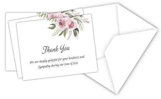 20 Celebration of Life Funeral Thank You Cards with Envelopes Acknowledgment Memorial Sympathy Thank You Cards, White